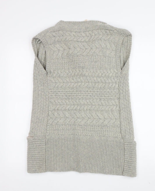 White Stuff Women's Grey Vest Size 8 Knit Button Accent