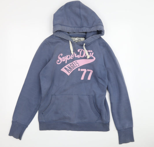 Womens UK M Regular Superdry Blue Pullover Hoodie