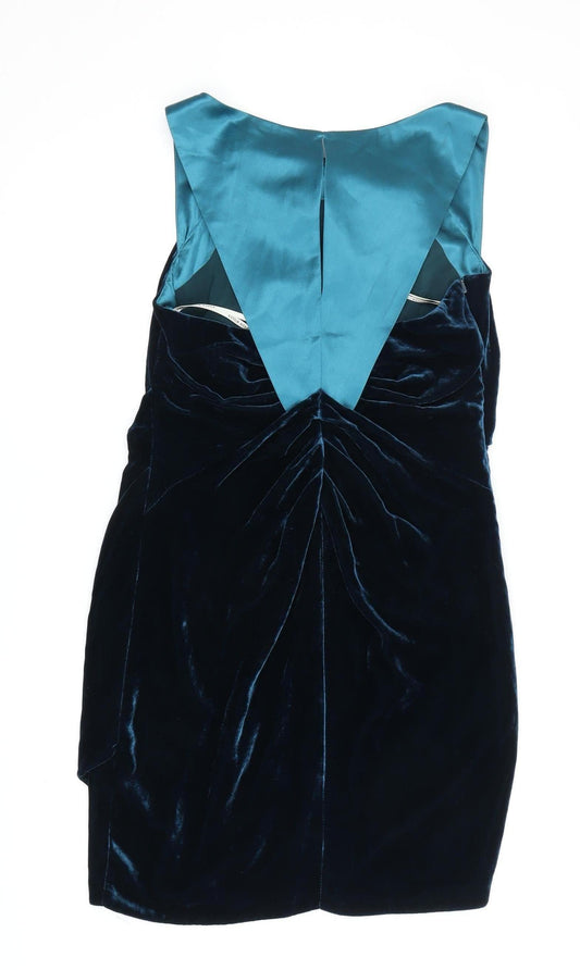 Karen Millen Women’s Blue Velvet Sheath Dress Size 12