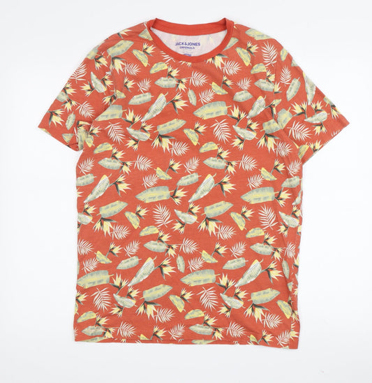 Jack & Jones Men's Orange Tropical T-Shirt, Size S