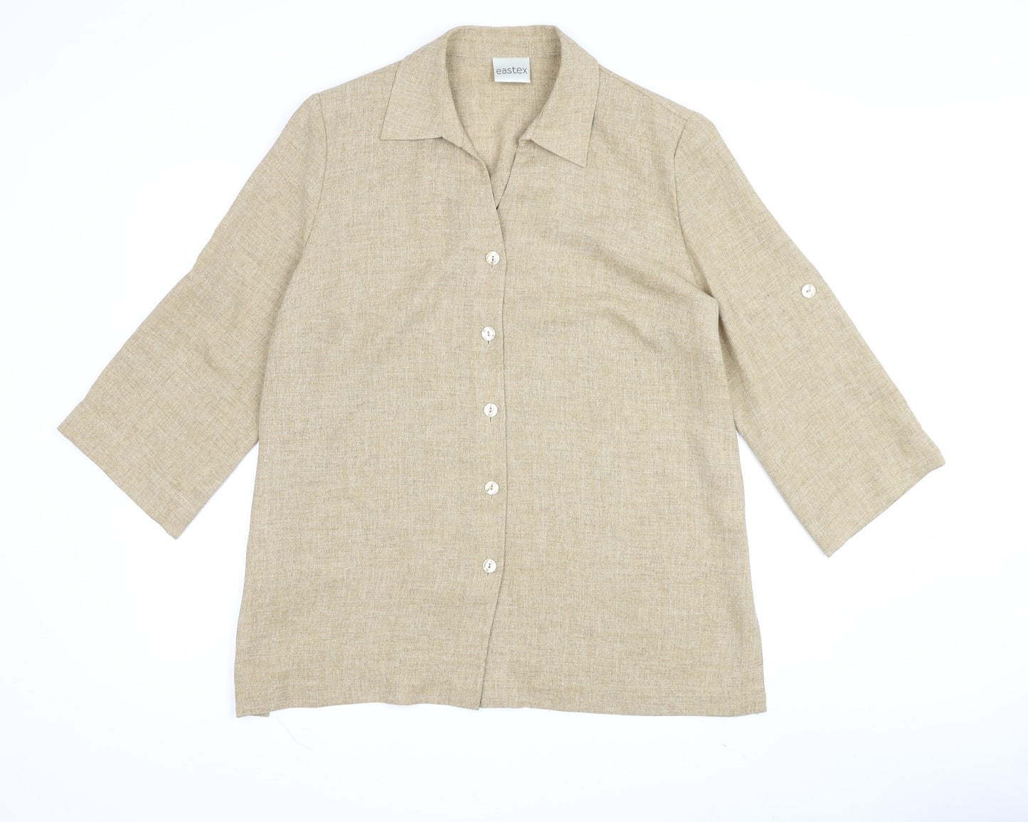 Eastex Women's Beige Button-Up Shirt Size 16