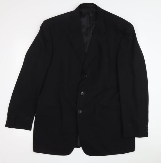 Pierre Cardin Men's Black Blazer 42 Classic Wool