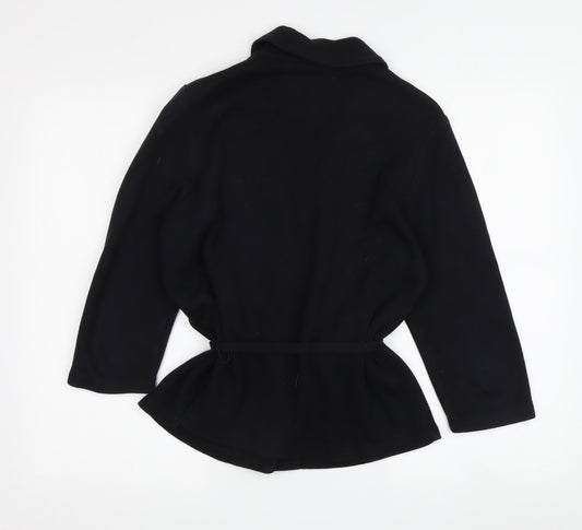 Laura Ashley Black Wool Belted Women's Jacket Size 14