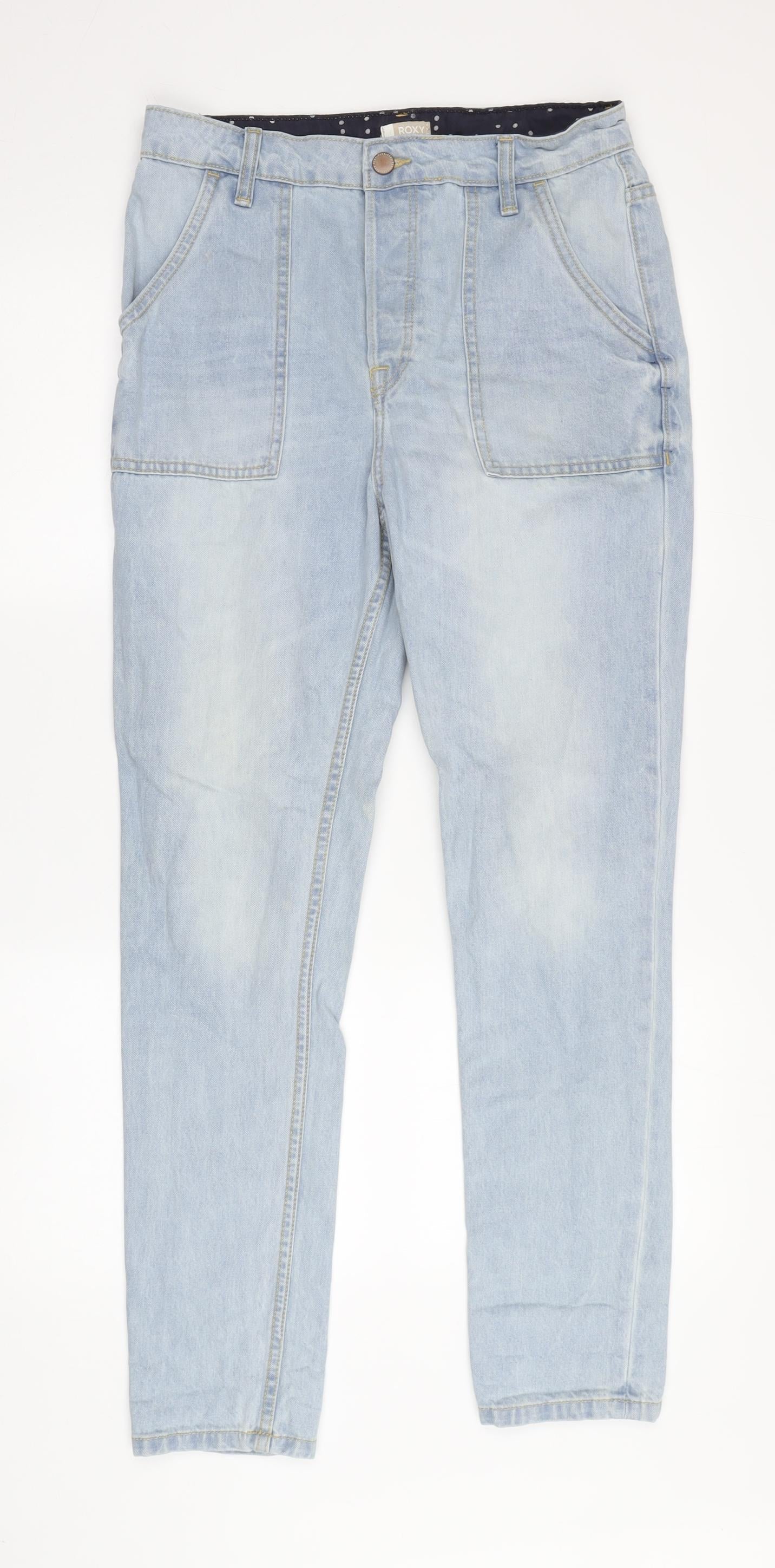 Roxy Women's Blue Straight Jeans with Pockets - Size 26