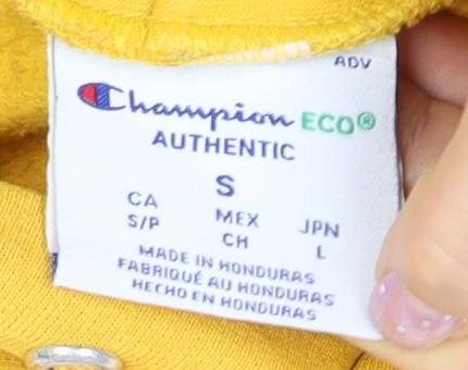 Champion Yellow Unisex Hoodie S Graphic Print