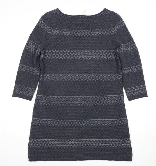 White Stuff Women's Blue Geometric Knee Length Shift Dress