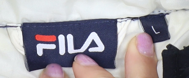 Fila Women's Black Ivory Puffer Jacket L Hooded Winter