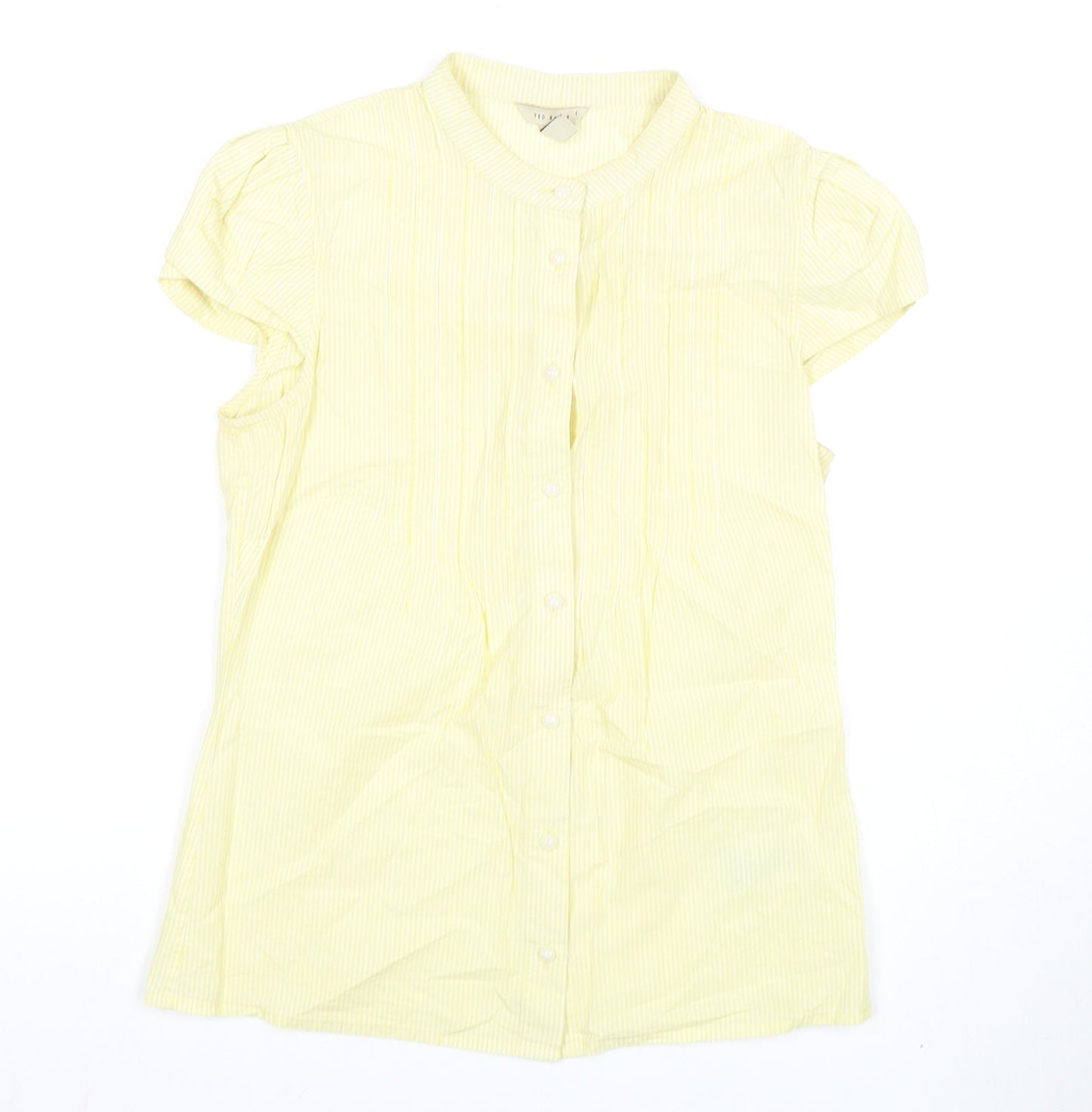 Ted Baker Women's Yellow Button-Up Shirt Size 8