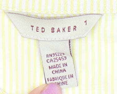 Ted Baker Women's Yellow Button-Up Shirt Size 8