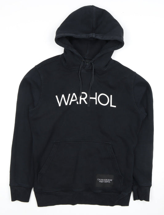 Calvin Klein Unisex Black Hoodie XS Art Logo