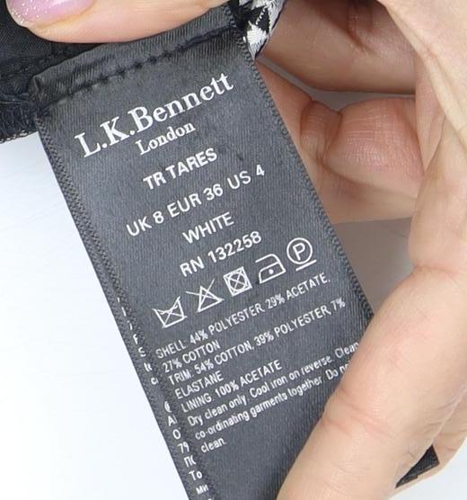 L.K. Bennett Women's White Geometric Trousers UK 8