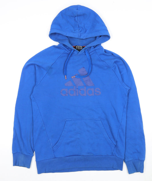 adidas Men's Blue Pullover Hoodie, Size S, Logo Accent