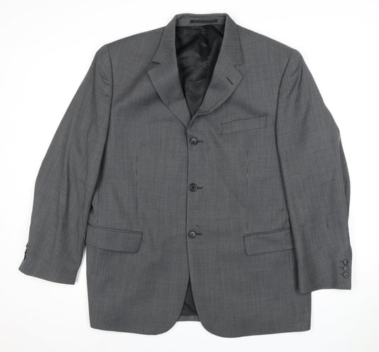 Pierre Cardin Mens Grey Check Blazer, Size 42S Classic Fit
