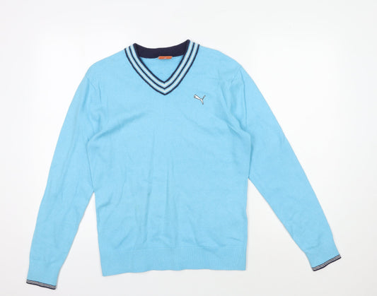 Puma Men's Blue V-Neck Pullover Jumper S