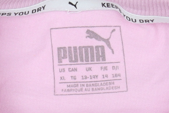 Puma Teens Pink XL T-Shirt, Relaxed Fit