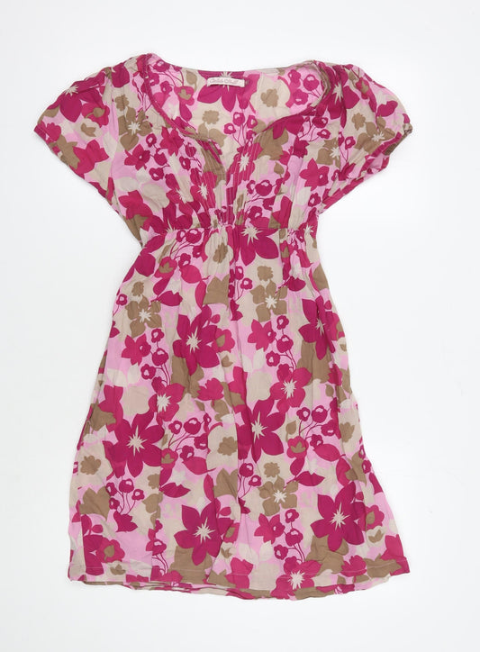 White Stuff Women's Pink Floral A-Line Dress, UK 12