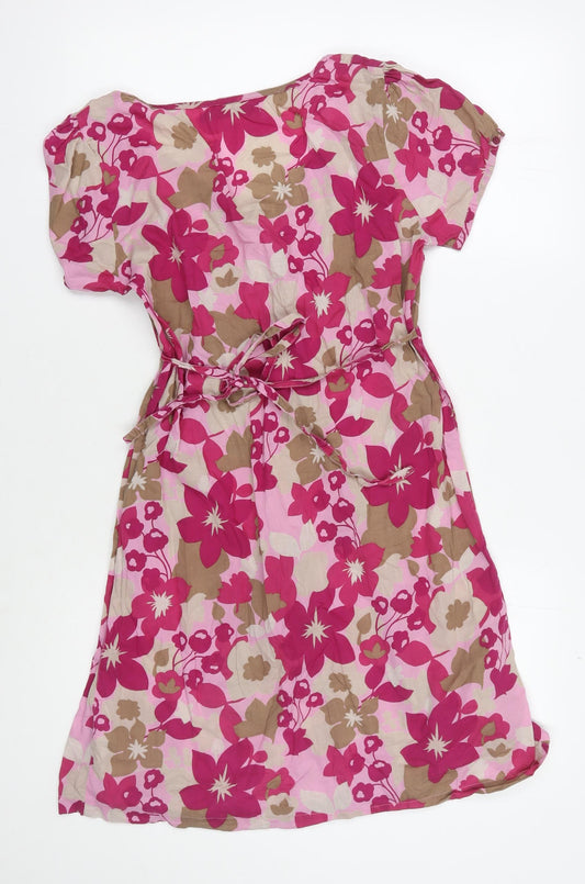 White Stuff Women's Pink Floral A-Line Dress, UK 12