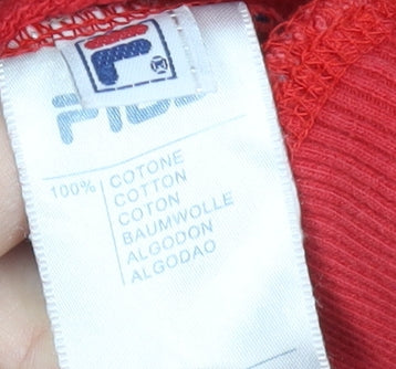 FILA Men's Red Hoodie M Pullover Graphic Logo