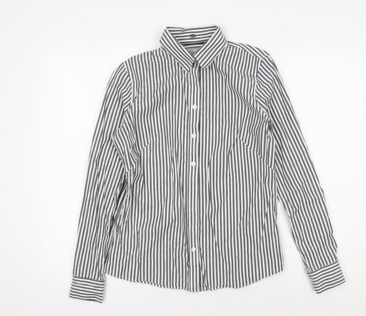 Womens UK Size 6 Banana Republic Grey Cotton Blend Button-Up