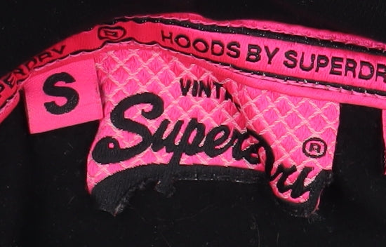 Superdry Women's Black Hoodie Size S with Logo Print