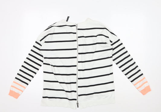 Karen Millen Women's White Striped Cardigan Size 2