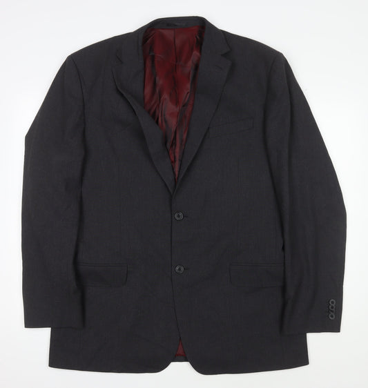 T.M. Lewin Men's Black Blazer, 46L, Business Jacket
