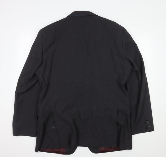 T.M. Lewin Men's Black Blazer, 46L, Business Jacket