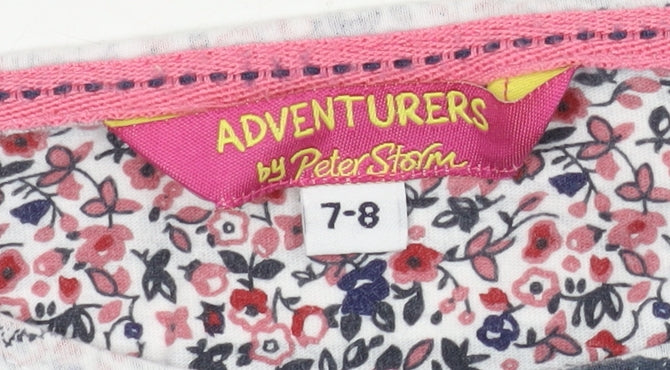 Brand and care label for Adventurers by Peter Storm girls’ blue striped t-shirt, 7-8 years