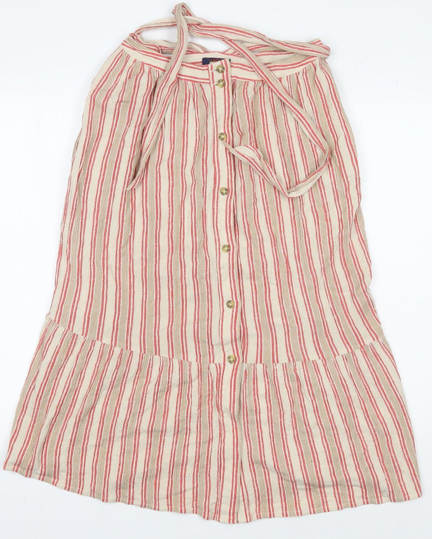Superdry Women’s Beige Striped Button Skirt Size 10