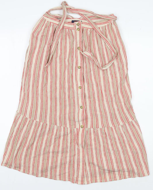 Superdry Women’s Beige Striped Button Skirt Size 10