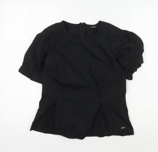 DKNY Women's Black XS Puff Sleeve Blouse