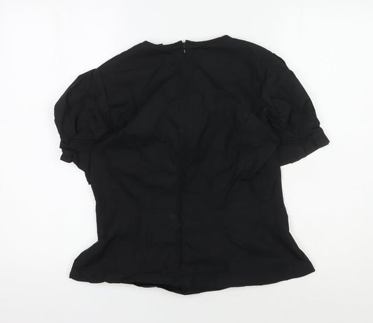 DKNY Women's Black XS Puff Sleeve Blouse