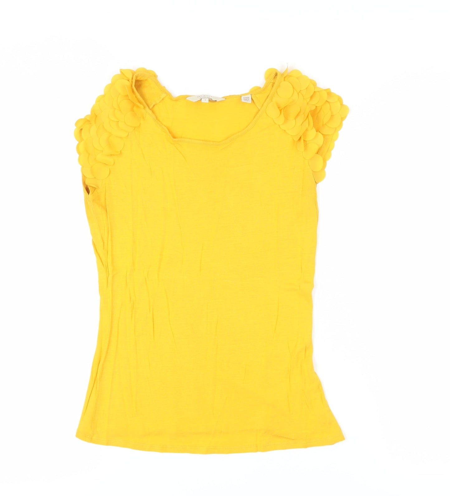 Ted Baker Women's Yellow XS Ruffle Sleeve Blouse