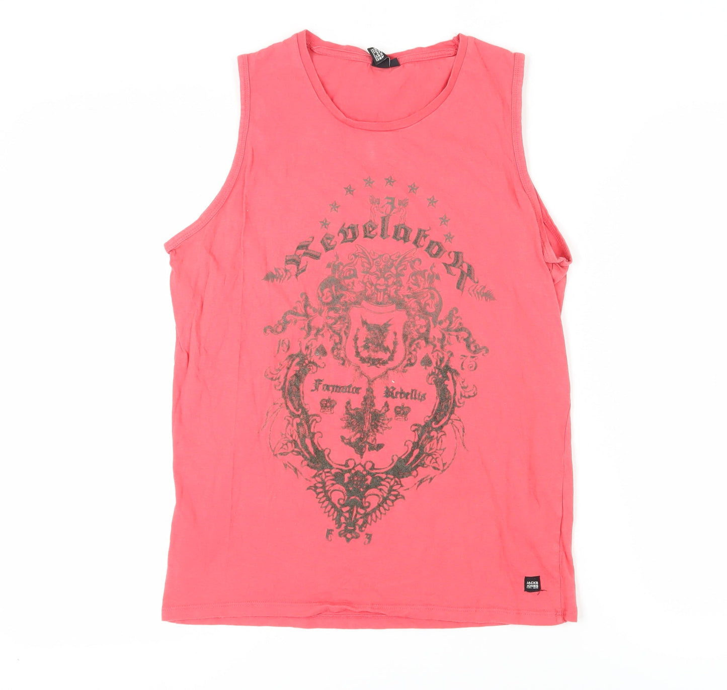 Jack & Jones Pink Sleeveless Graphic T-Shirt - Men's M