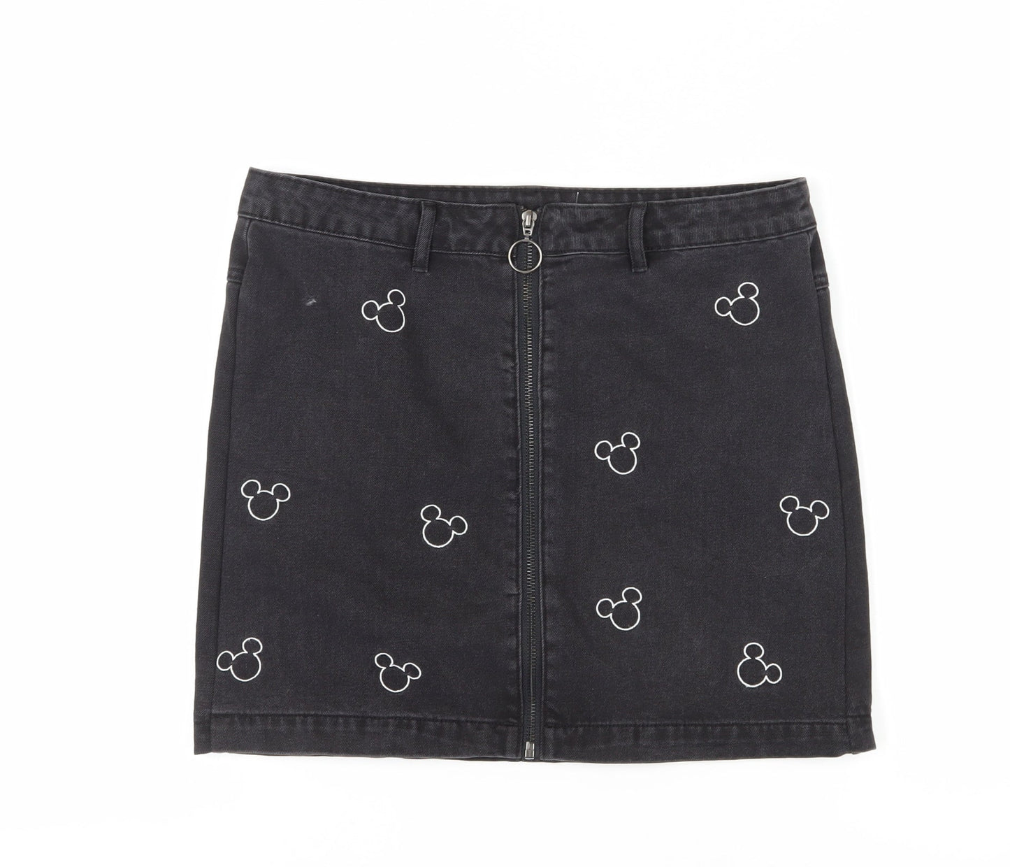 Disney Women's Black Short Denim Skirt - Size 14