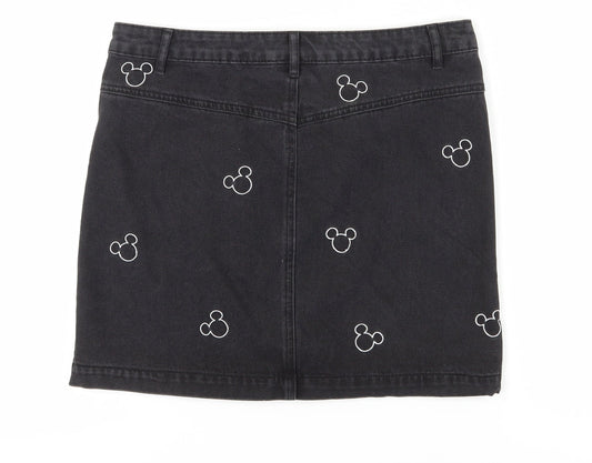 Disney Women's Black Short Denim Skirt - Size 14