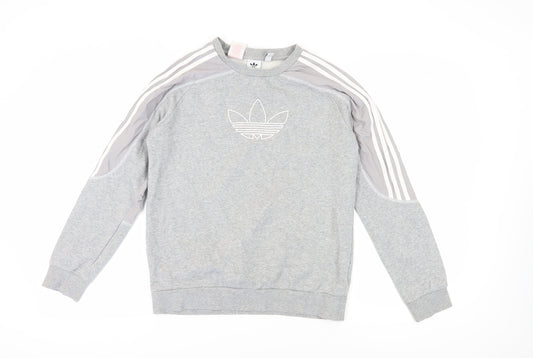 Adidas Boys Grey Pullover Sweatshirt, Logo, Age 13-14