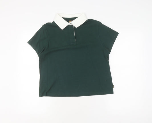 Superdry Women's Green Polo Shirt S Collared Casual