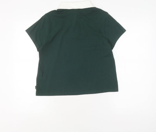 Superdry Women's Green Polo Shirt S Collared Casual
