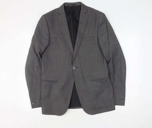 T.M.Lewin Men's Grey Blazer, Size L, Classic Formal Jacket