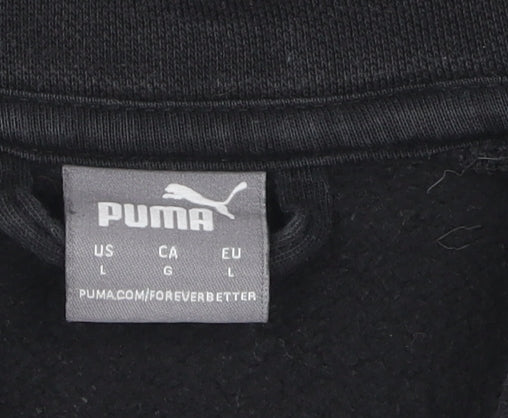 Puma Men's Black Full Zip Hoodie L Logo Accent