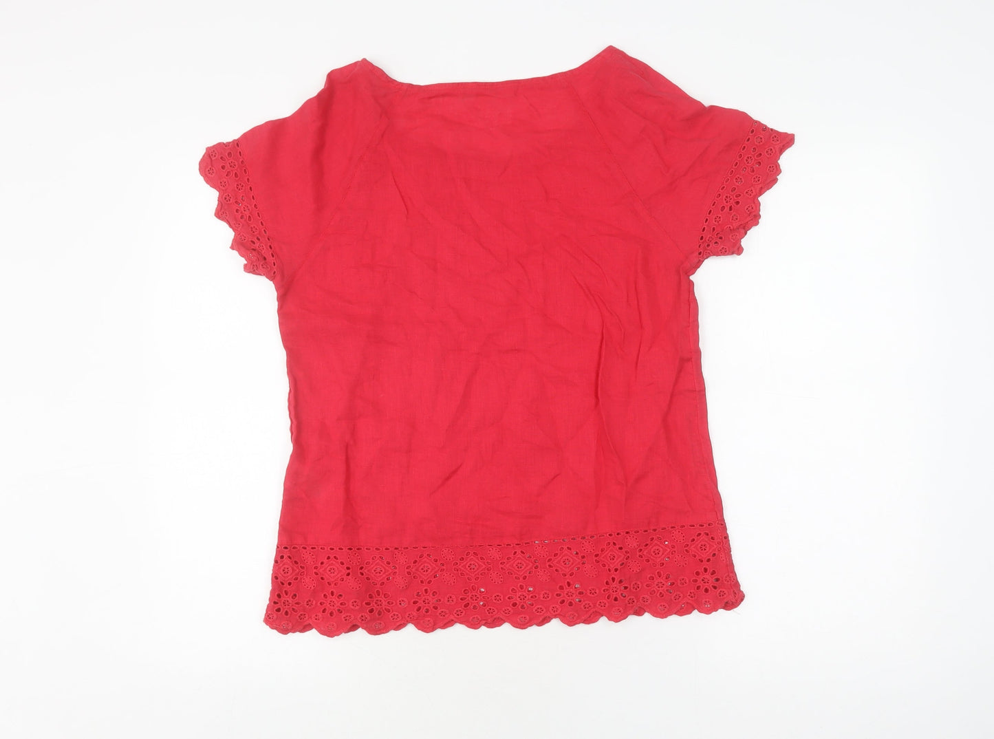 White Stuff Women's Red Linen Blouse Size 10