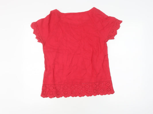 Womens UK Size 10 White Stuff Red Linen Blouse