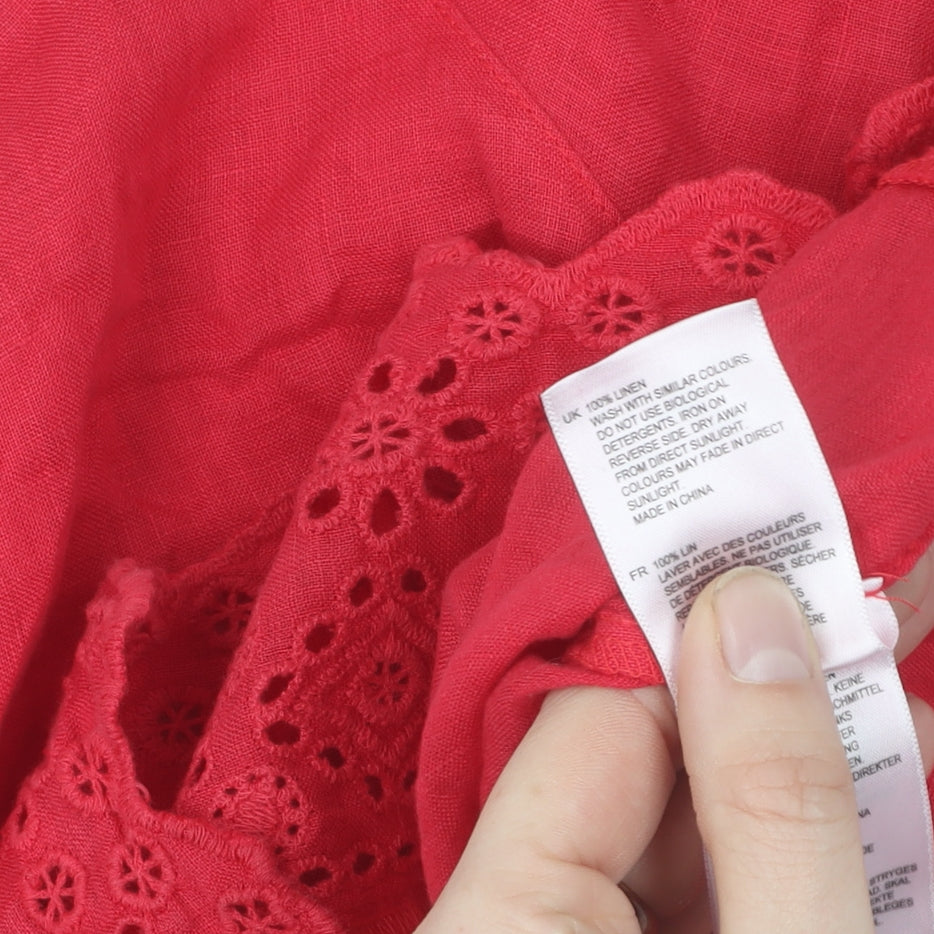 White Stuff Women's Red Linen Blouse Size 10