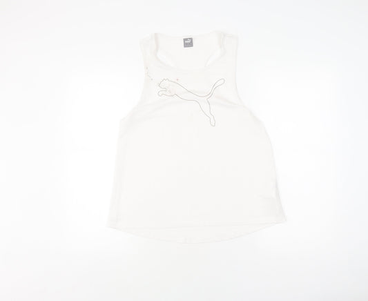 Puma Women's White Tank Top, Size S - Athletic Fit, Gym Ready
