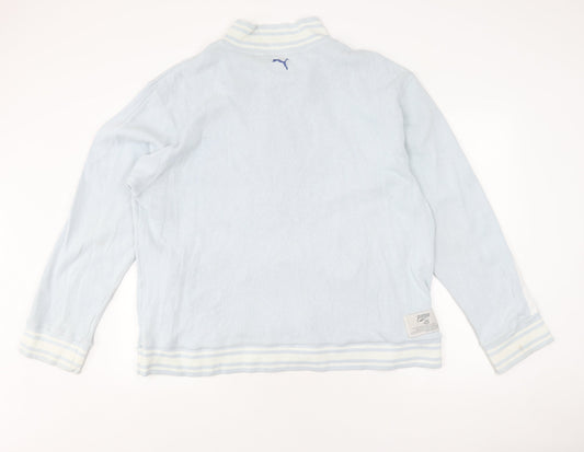 Puma Men's Blue XL Full Zip Hoodie, Logo Accent, Knit