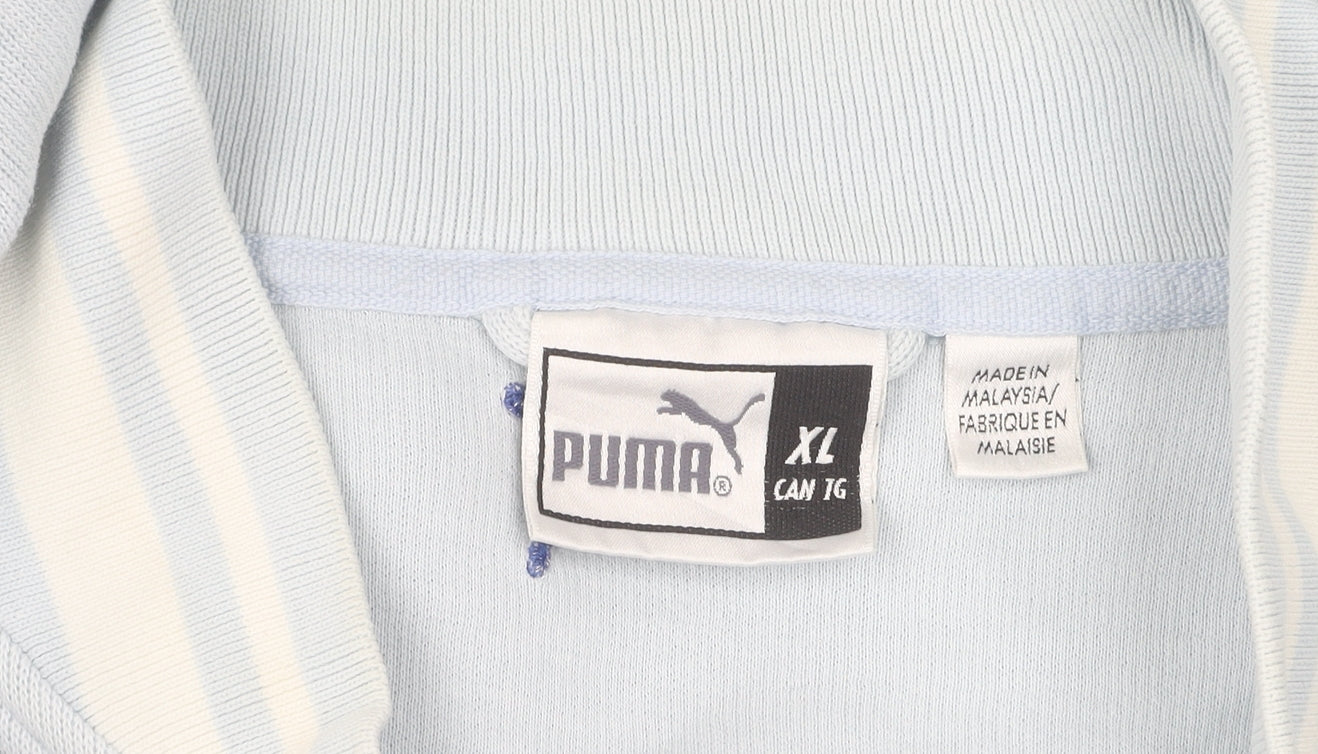 Puma Men's Blue XL Full Zip Hoodie, Logo Accent, Knit