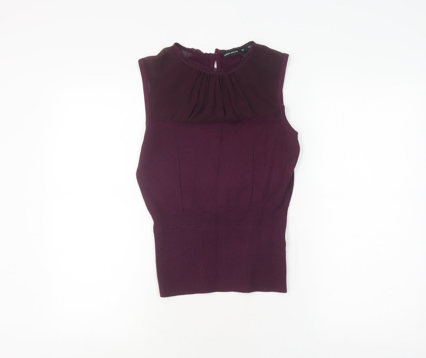 Karen Millen Purple High Neck Sleeveless Tank, XS