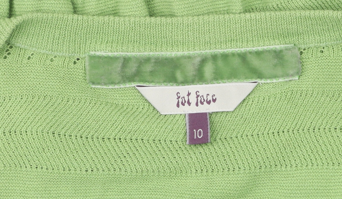 Fat Face Women's Green Cropped Knit Blouse Size 10