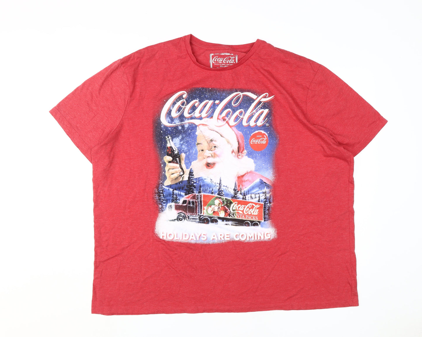 Coca-Cola Men's Red Christmas T-Shirt 3XL